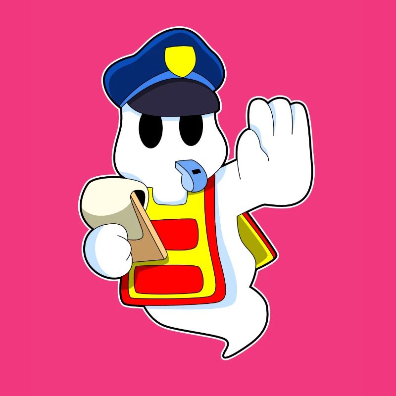 Ghost as a policeman with a pipe