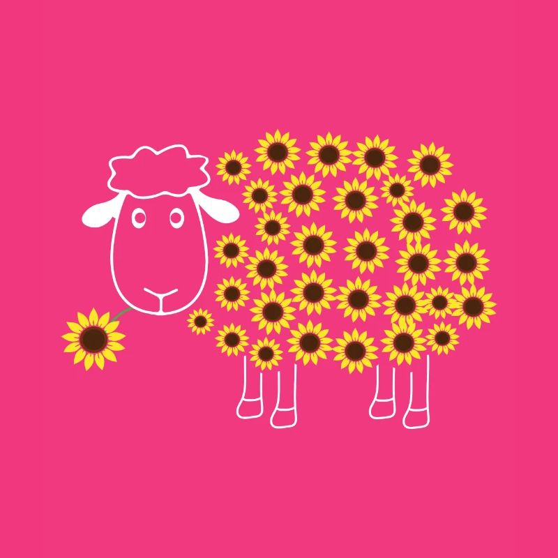 Süßes Schaf mit Blume Sonnenblume