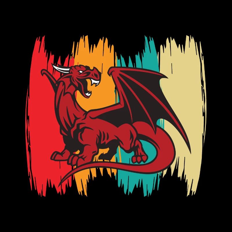 Dragon Retro Vintage Middle Ages with Fire