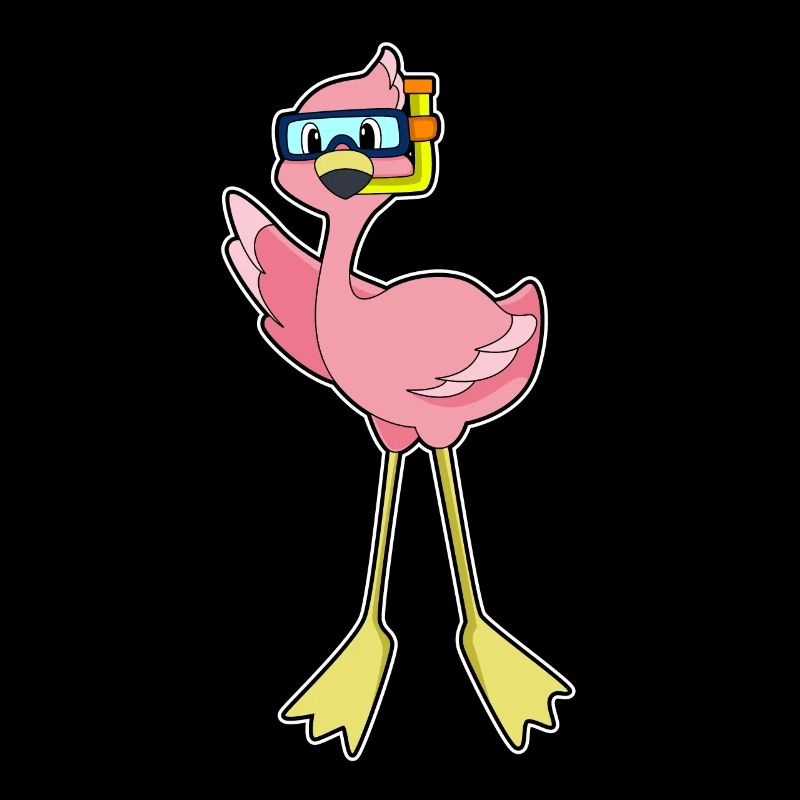 Flamingo diving with snorkel