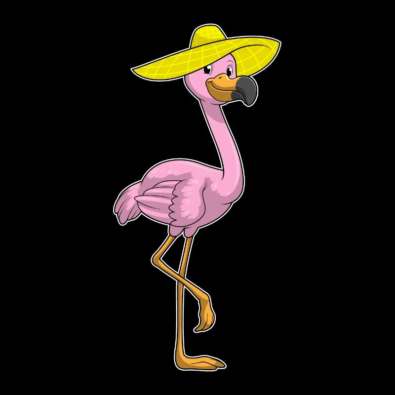 Flamingo am Strand mit Hut