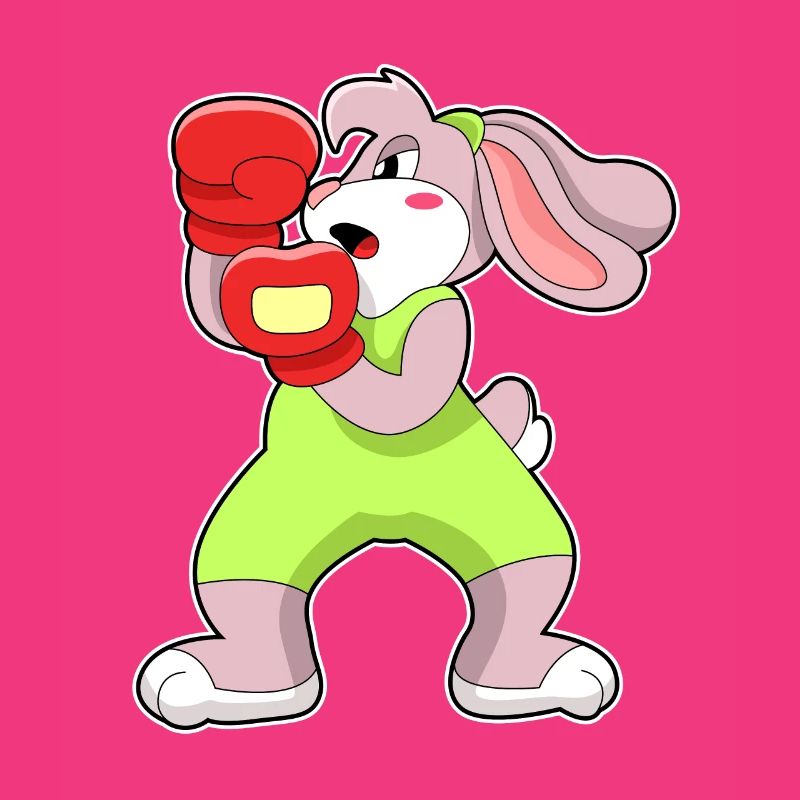 Boxe de lapin avec des gants de boxe