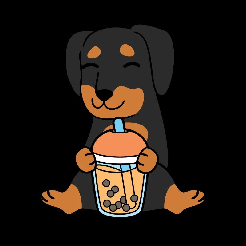 Bubble Milk Tea Dackel trinkt Boba Milchtee