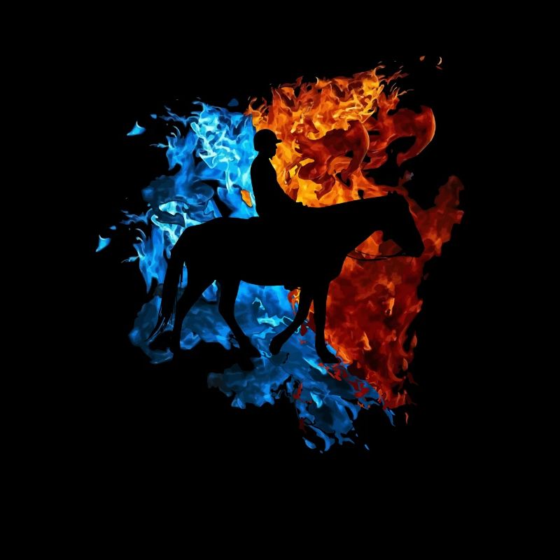 Cheval Rouge Bleu Fire Rider Équitation