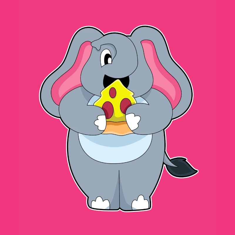 Éléphant avec pizza