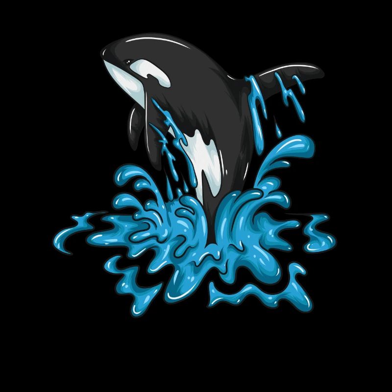 Freudiger Wal Orca Springt Glücklicht Waldesign