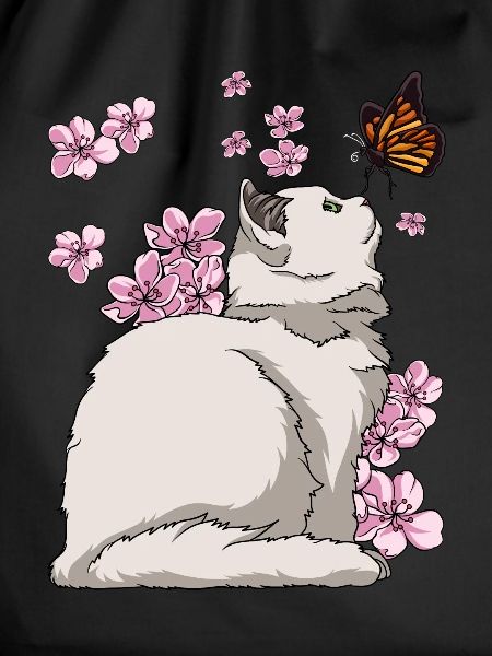 Japanese Cherry Blossom Cat