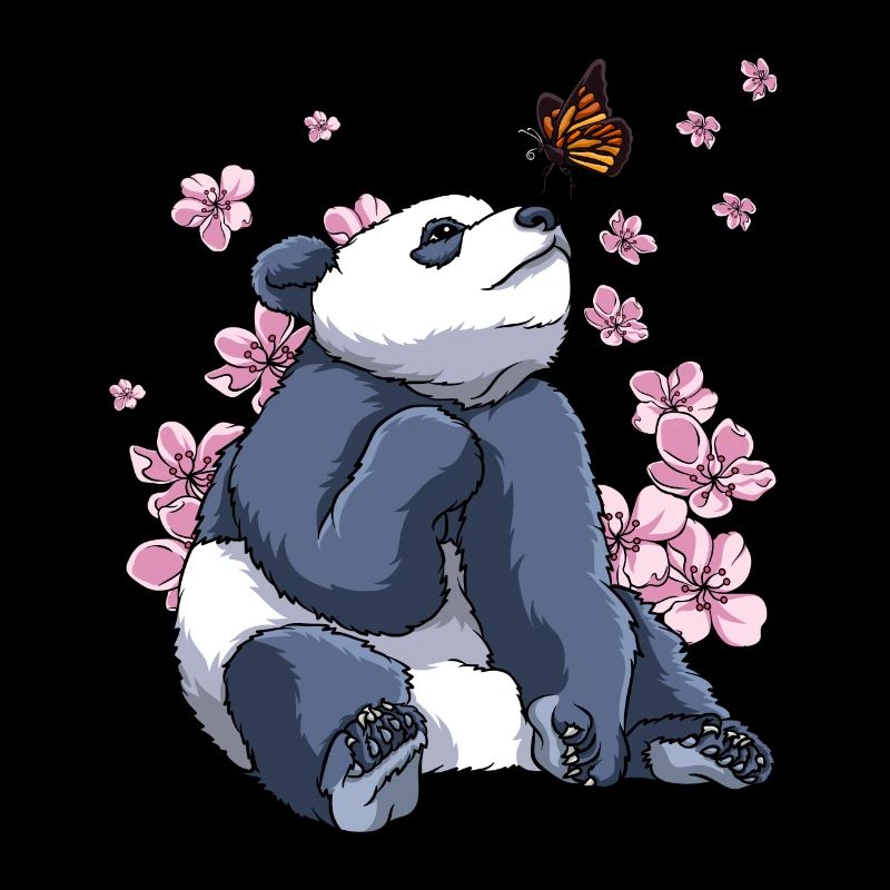 Panda Butterfly Japonais Sakura Fleur de Cerisier