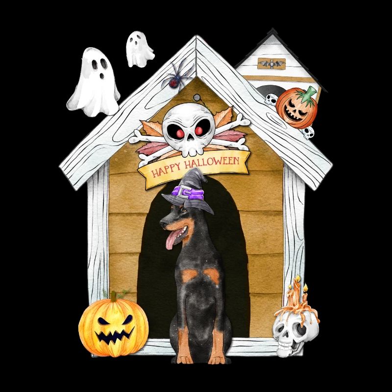 Halloween Dobermann Dog Witch