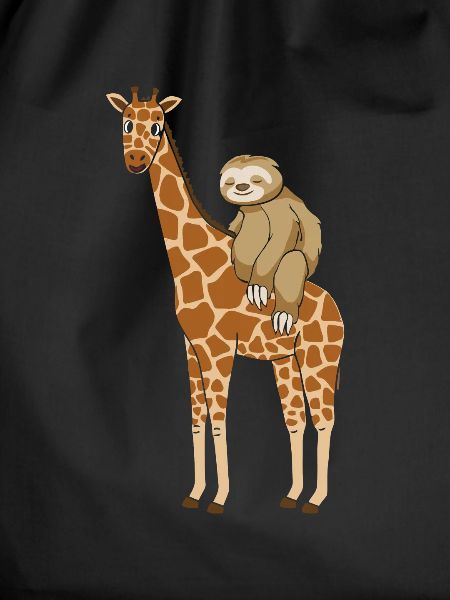 Sloth sits on giraffe