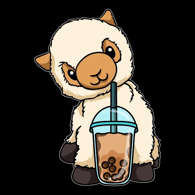 Lama trinkt Bubble Tea