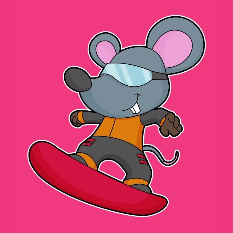 Mouse as a snowboarder with snowboard