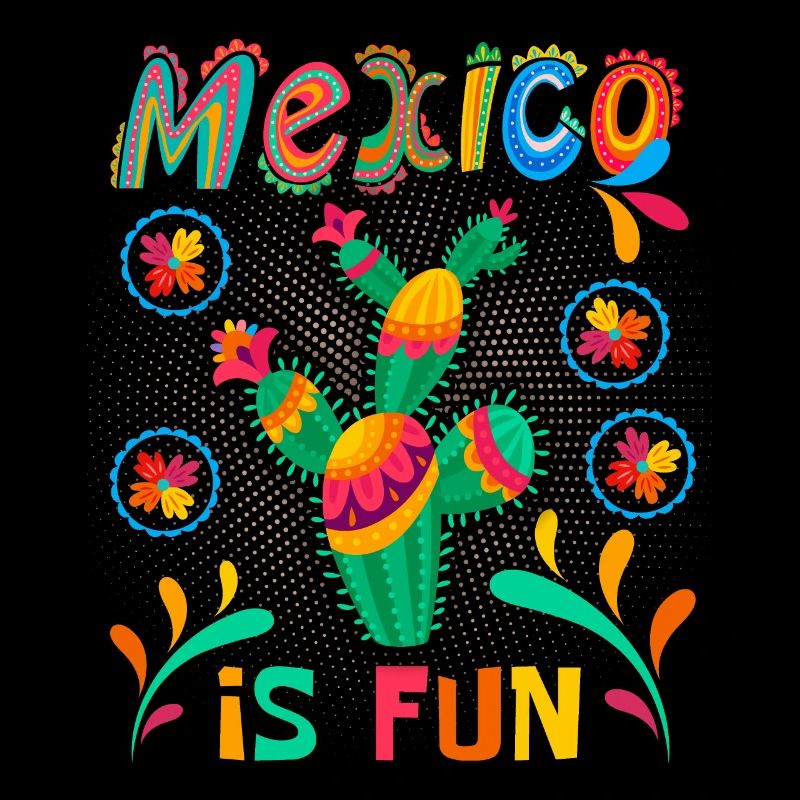 Mexico, saying, cactus motif