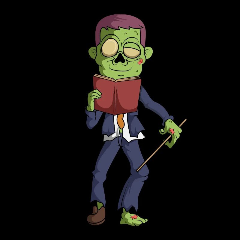 Zombie Schullehrer Lehrer Buch Lesen Halloween