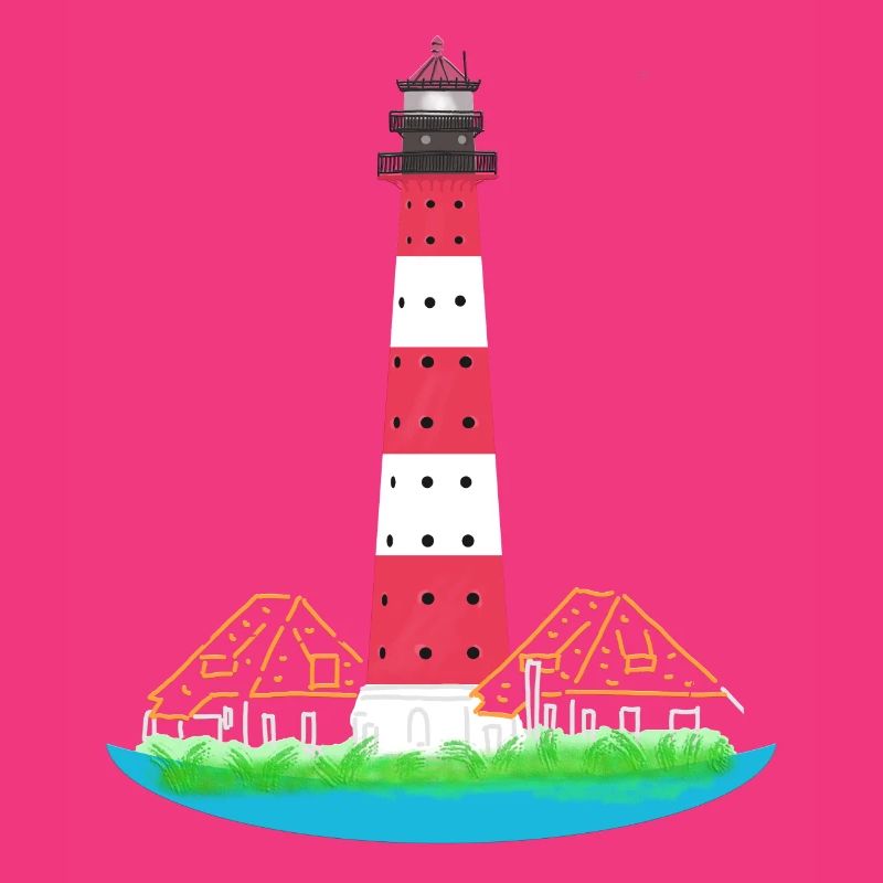 Lighthouse Westerheversand, without text, North Sea