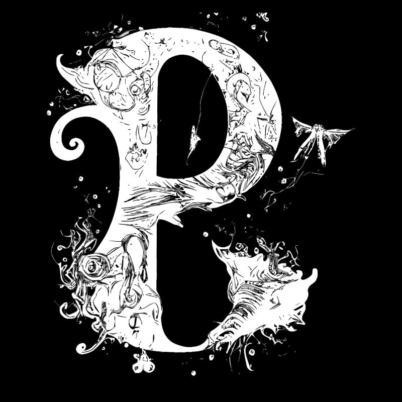 Buchstabe p Monogramm Hand gezeichnet Gothic Witch