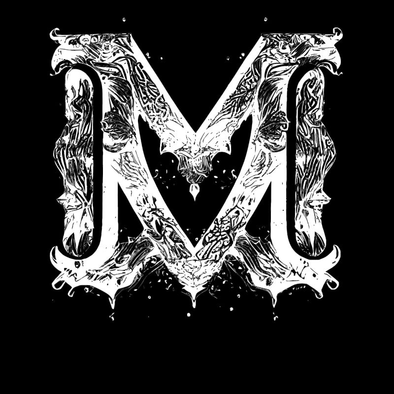 M Monogramm Alphabet Schriftzug Hand gezeichnet Go