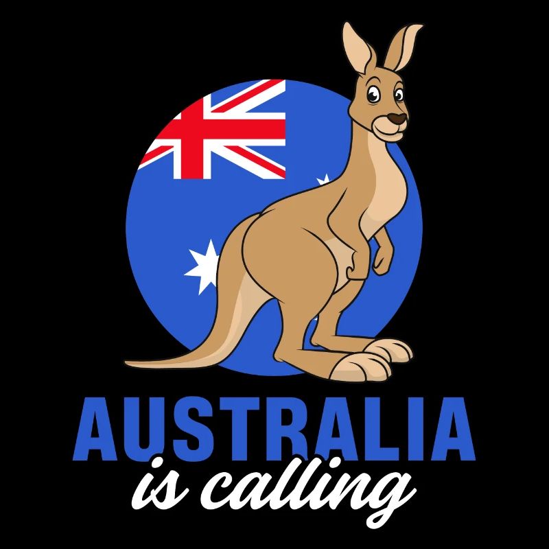 Kangaroo Australia calls outback flag cute K