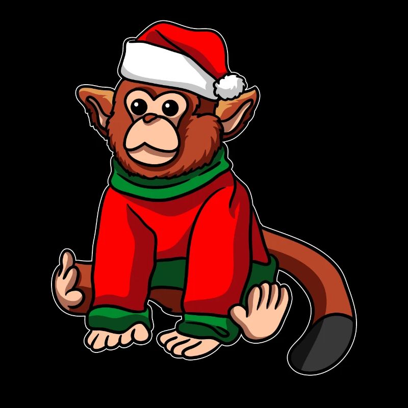 Affe mit Weihnachtsmütze Weihnachtskostüm