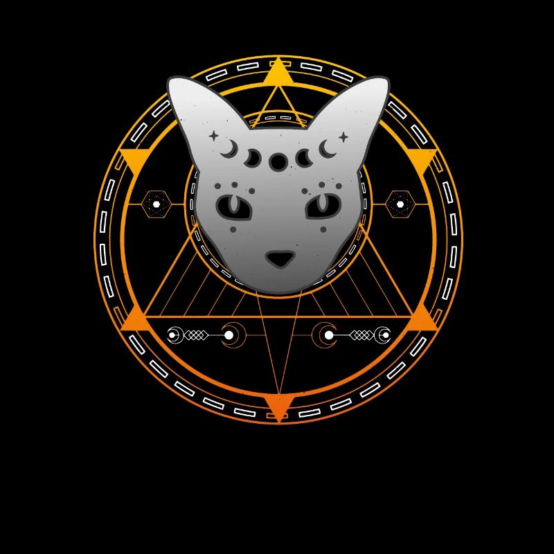 Sacred Geometry Cat Magic Wicca Goth