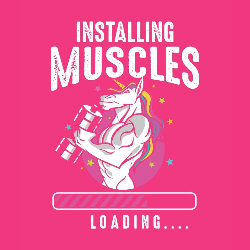 Installing Muscles Loading Workout Gym Unicorn