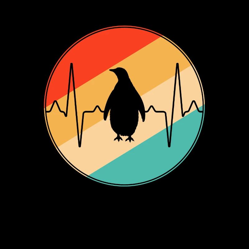 Pinguin Retro Herzschlag