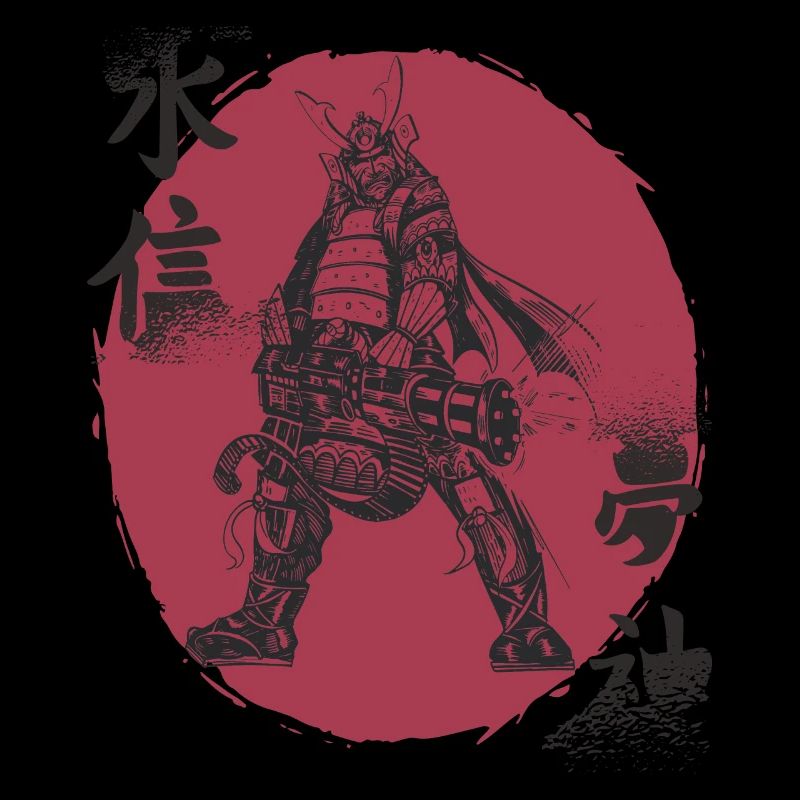 Funny Samurai with Gatling Japanese Warrior B
