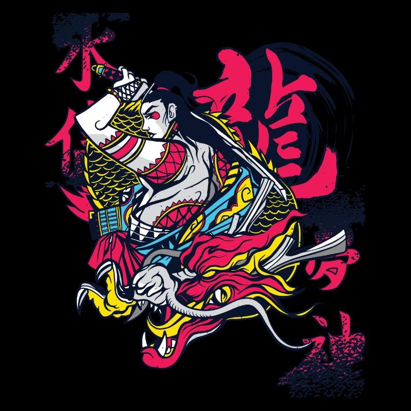 Samurai Drachenkrieger Ninja Mädchen Japanische Ku