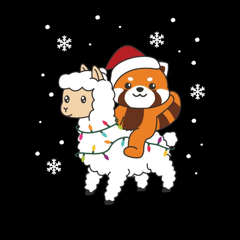 Red Panda Llama Christmas Snow Winter Animals