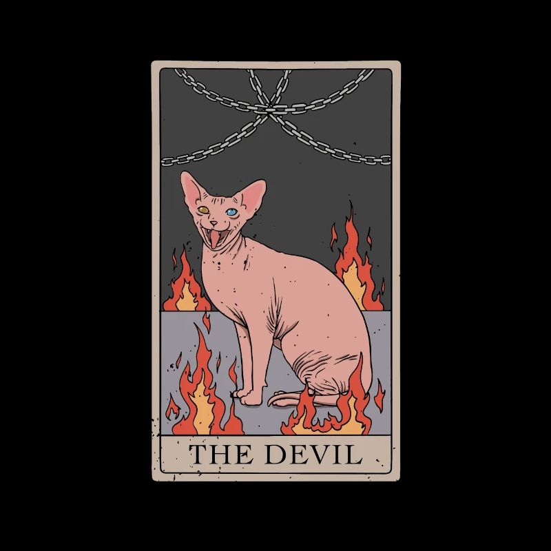 Conception de carte de tarot de diable de chat sans poils