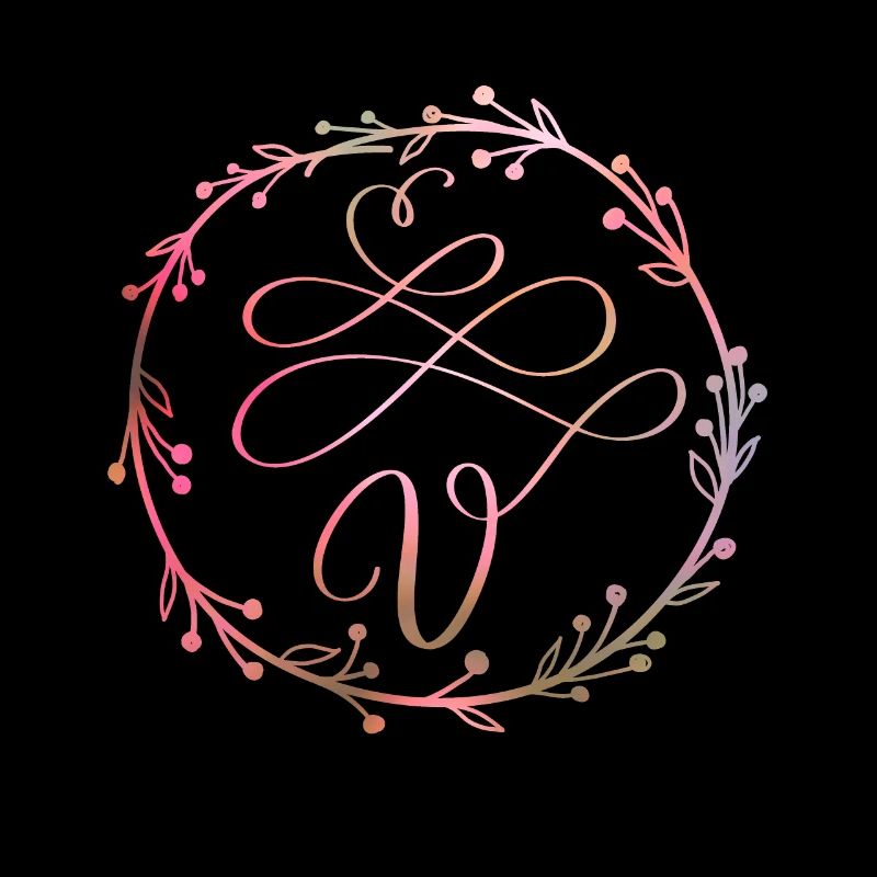 Monogram, letter V, calligraphy ornament