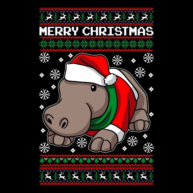 Weihnachten Flusspferd Merry Christmas Nilpferd