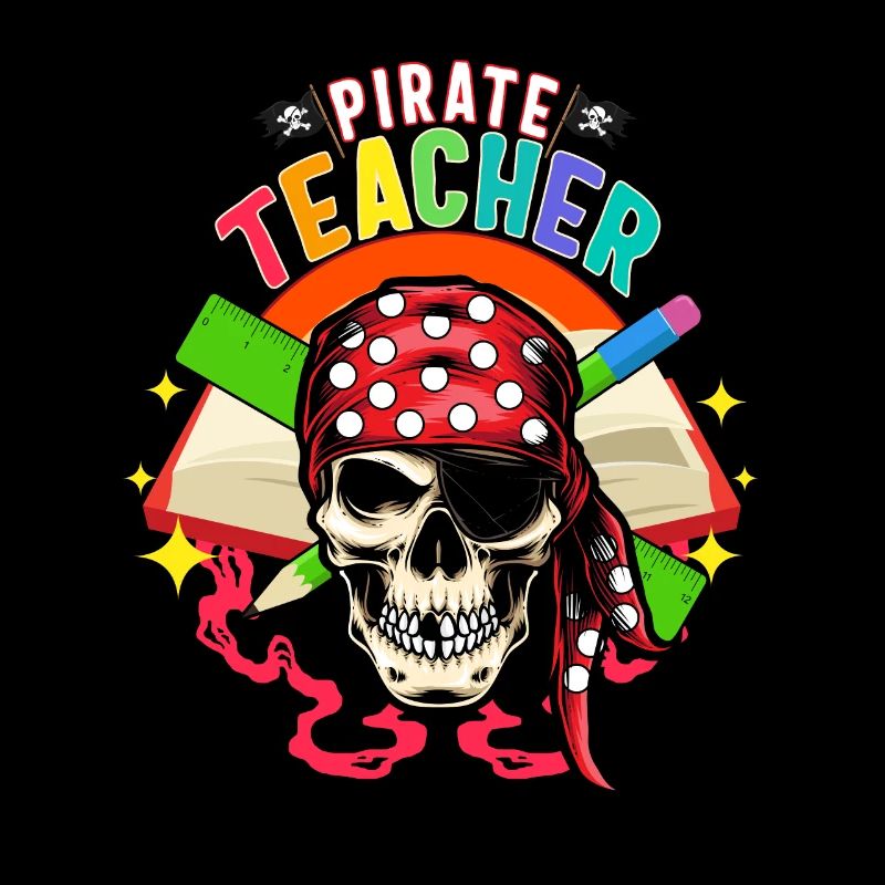 Chemise d’enseignant d’Halloween, crâne d’enseignant pirate