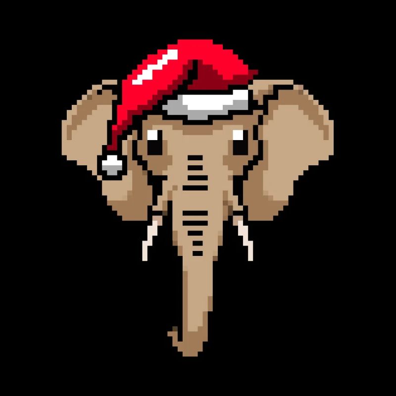 Éléphant pixelisé Noël - Drôles d’éléphants