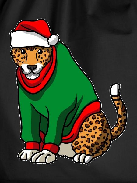 Leopard mit Christmas Sweater