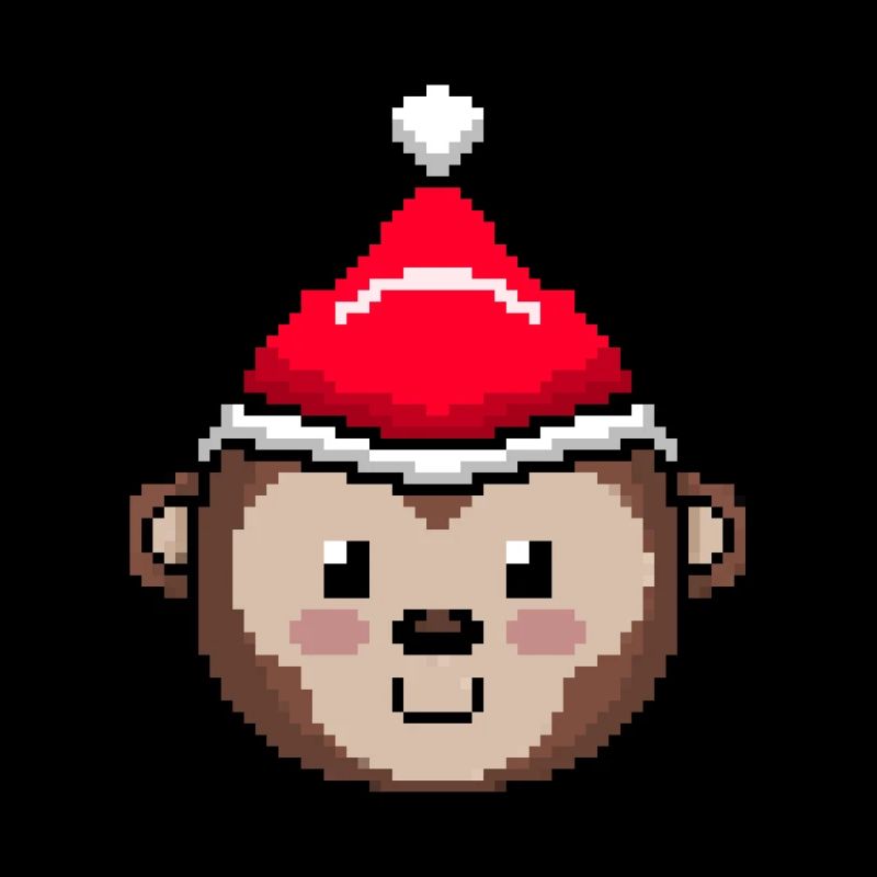 Noël pixélisé de singe - Drôle de singe Noël
