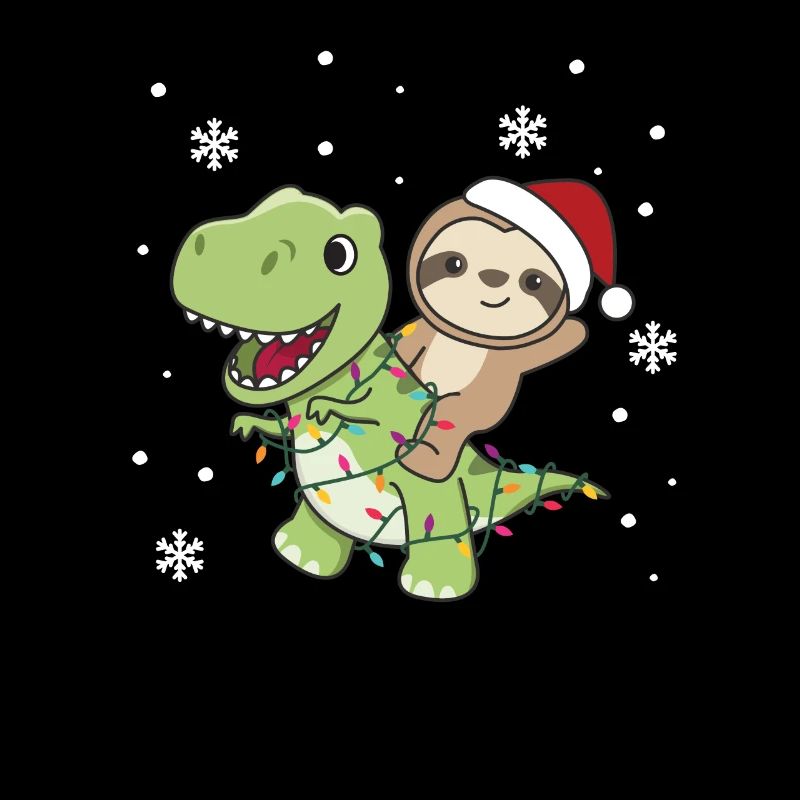 Sloth Trex Christmas Snow Winter Animals