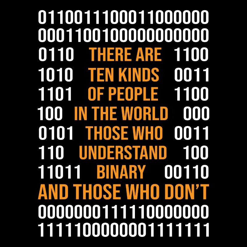 Programmation de code binaire Il existe 10 types de Peop