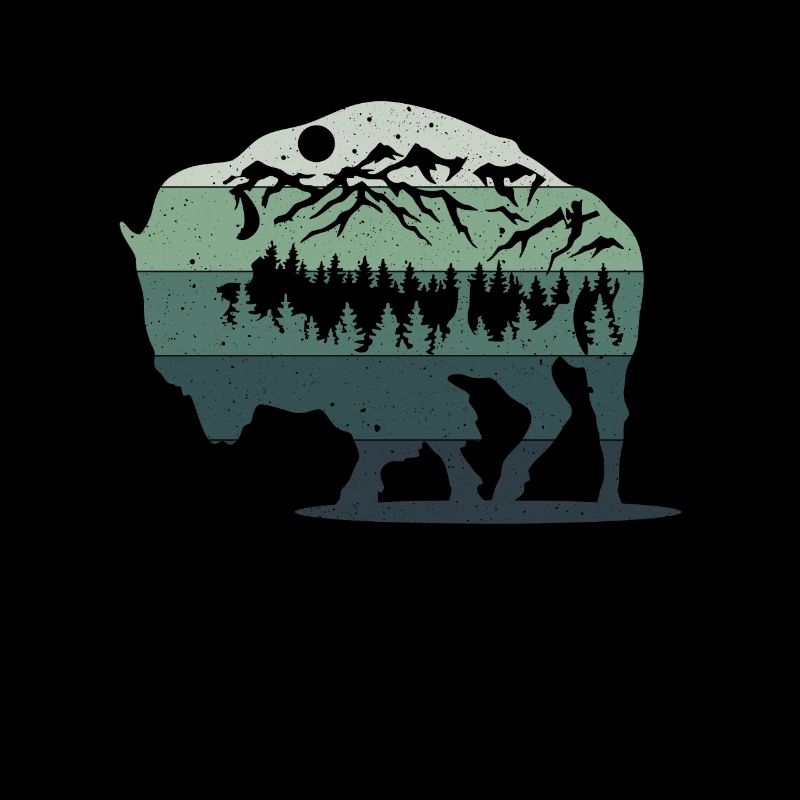 Rétro Vache Bison Buffle d’eau Buffle Silhouette