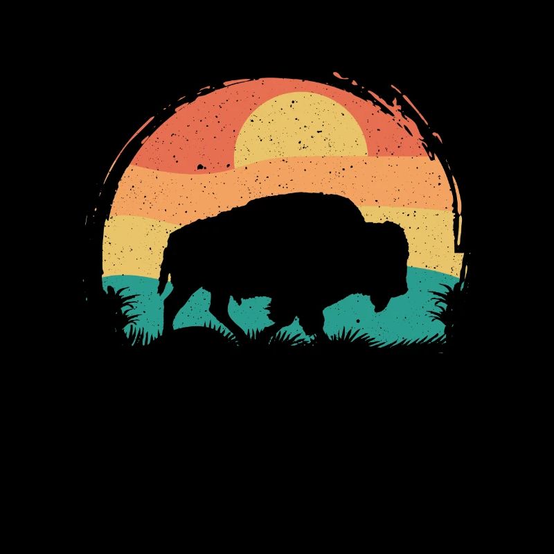 Rétro Vache Bison Buffle d’eau Buffle Silhouette