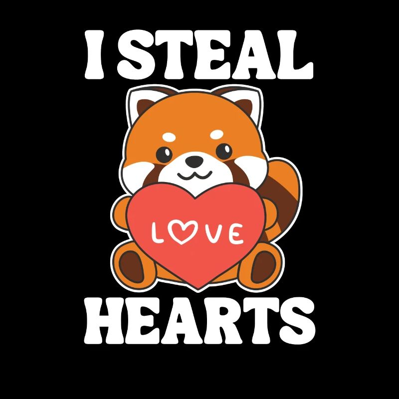 Panda roux pour la Saint-Valentin Je vole les cœurs