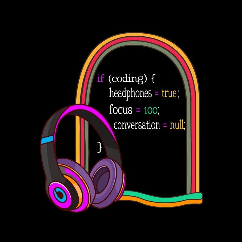 Chemise de programmeur, si le codage des écouteurs se concentre sur le tee,