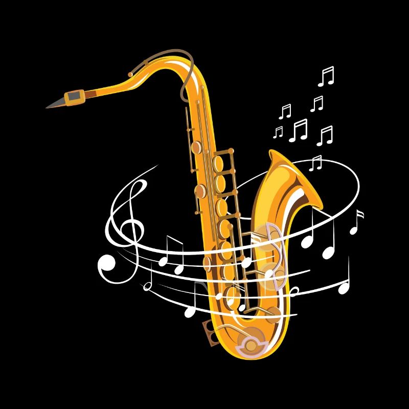 Saxophonist Colorful Music Notes For Saxophone Pla