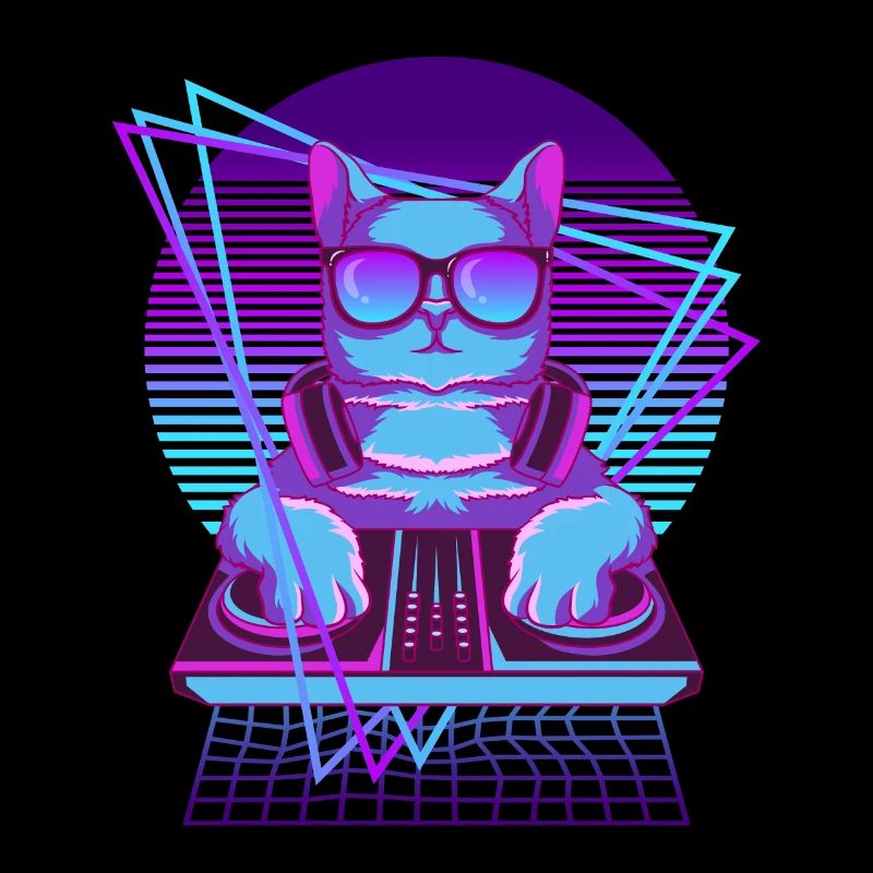 Vaporwave Cat DJ Chat de bureau