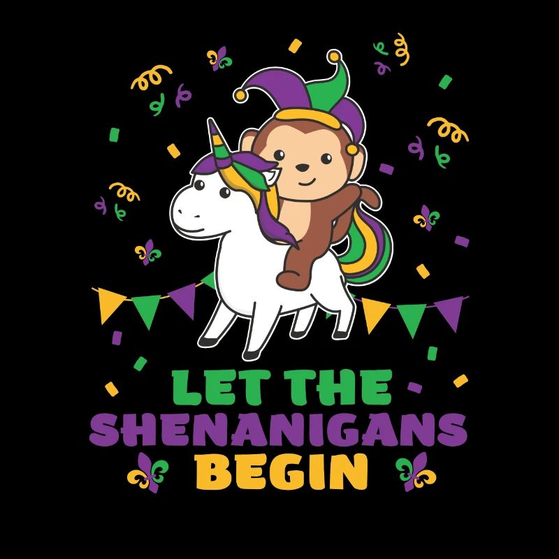 Mardi Gras Monkey with Unicorn Carnival Costume
