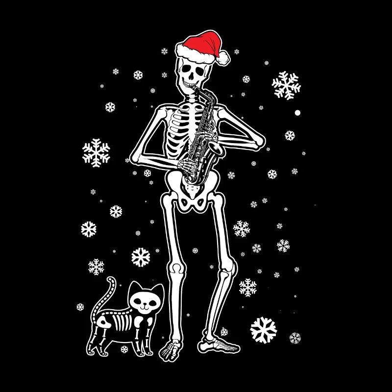 Skeleton Saxophone Cat