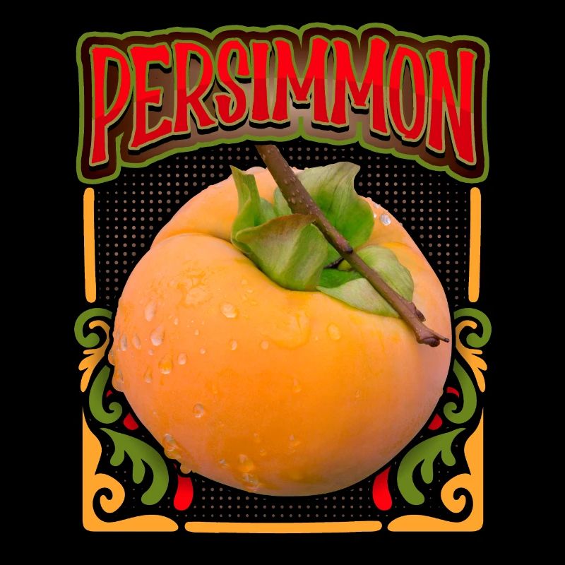 Persimmon, persimmon fruit, illustration