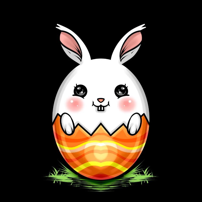 Painted Easter Rabbit Egg On Easter