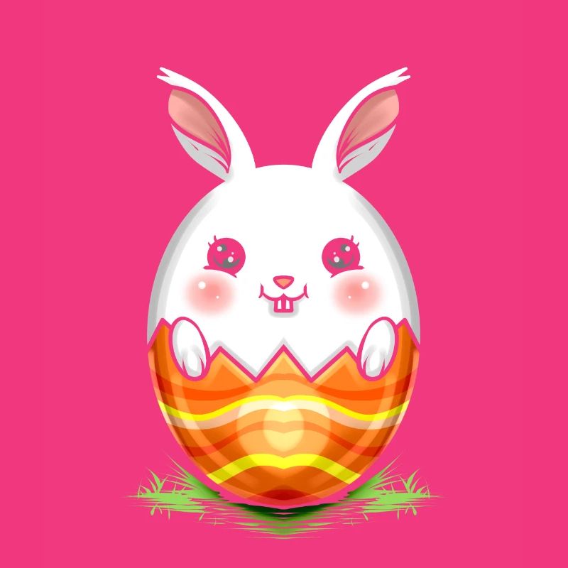 Painted Easter Rabbit Egg On Easter