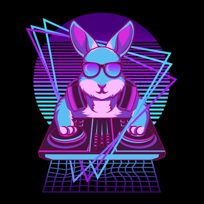 Vaporwave Rabbit DJ Desk Rabbit
